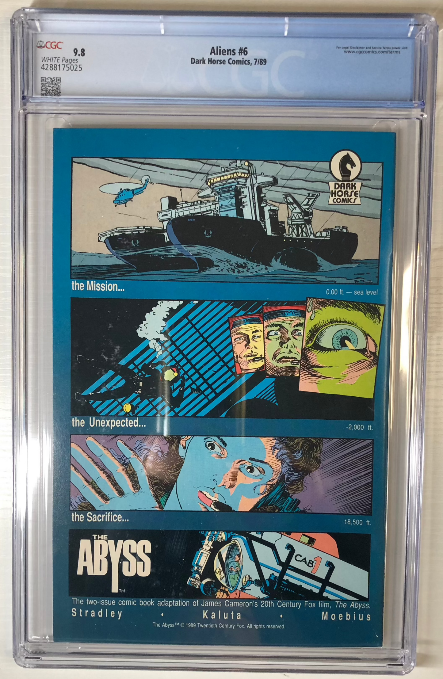 Aliens #6 CGC 9.8 graded comic book slab dark horse comics collectible Back