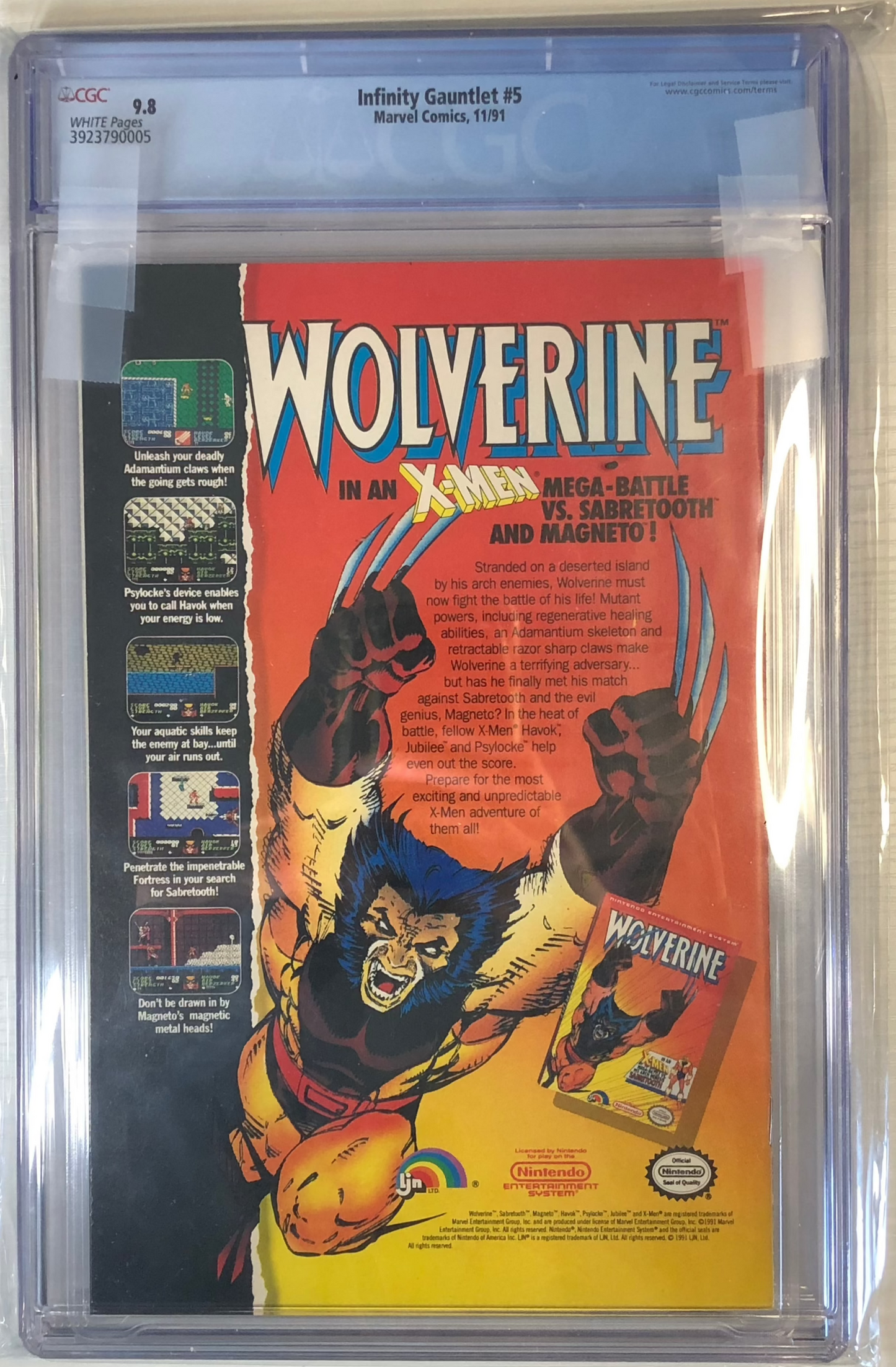 Infinity Gauntlet #5 cgc 9.8 graded comic book slab marvel collectible Back