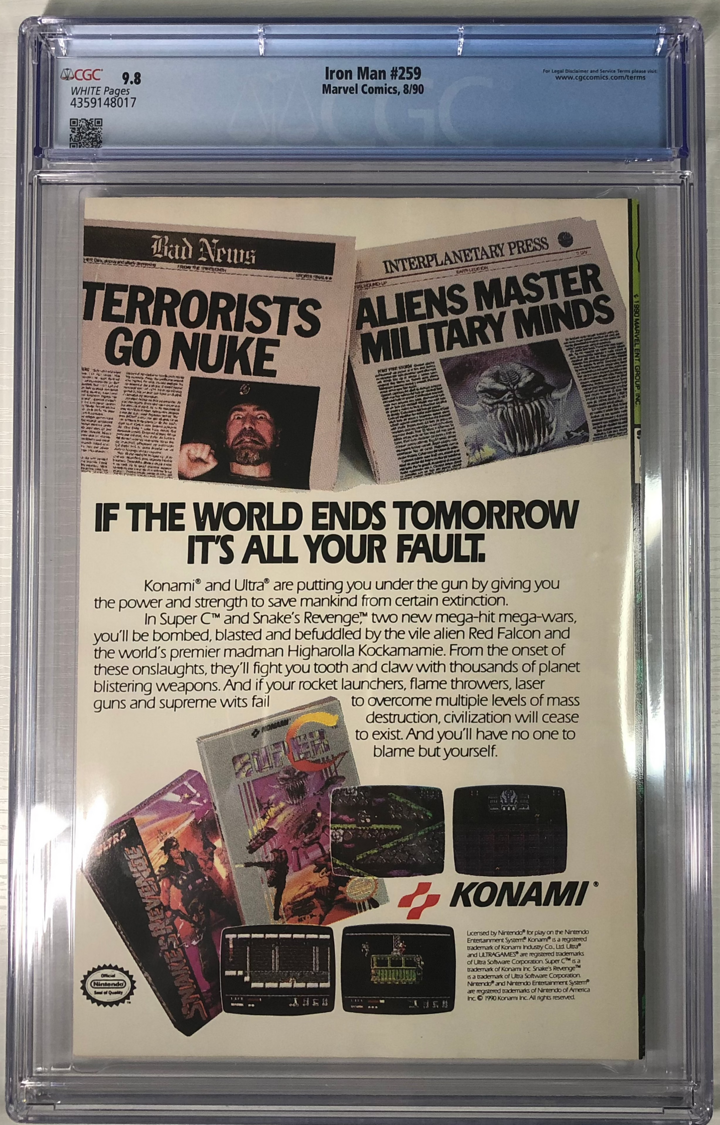 Iron Man #259 - CGC 9.8 White Pages Comic book Graded collectible