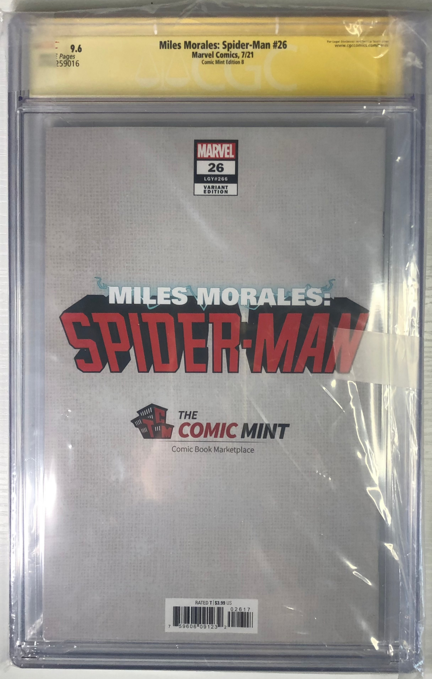 Miles Morales: Spider-Man #26 CGC 9.6 Signed/Sketch by Skan comic book collectible graded slab Back signed
