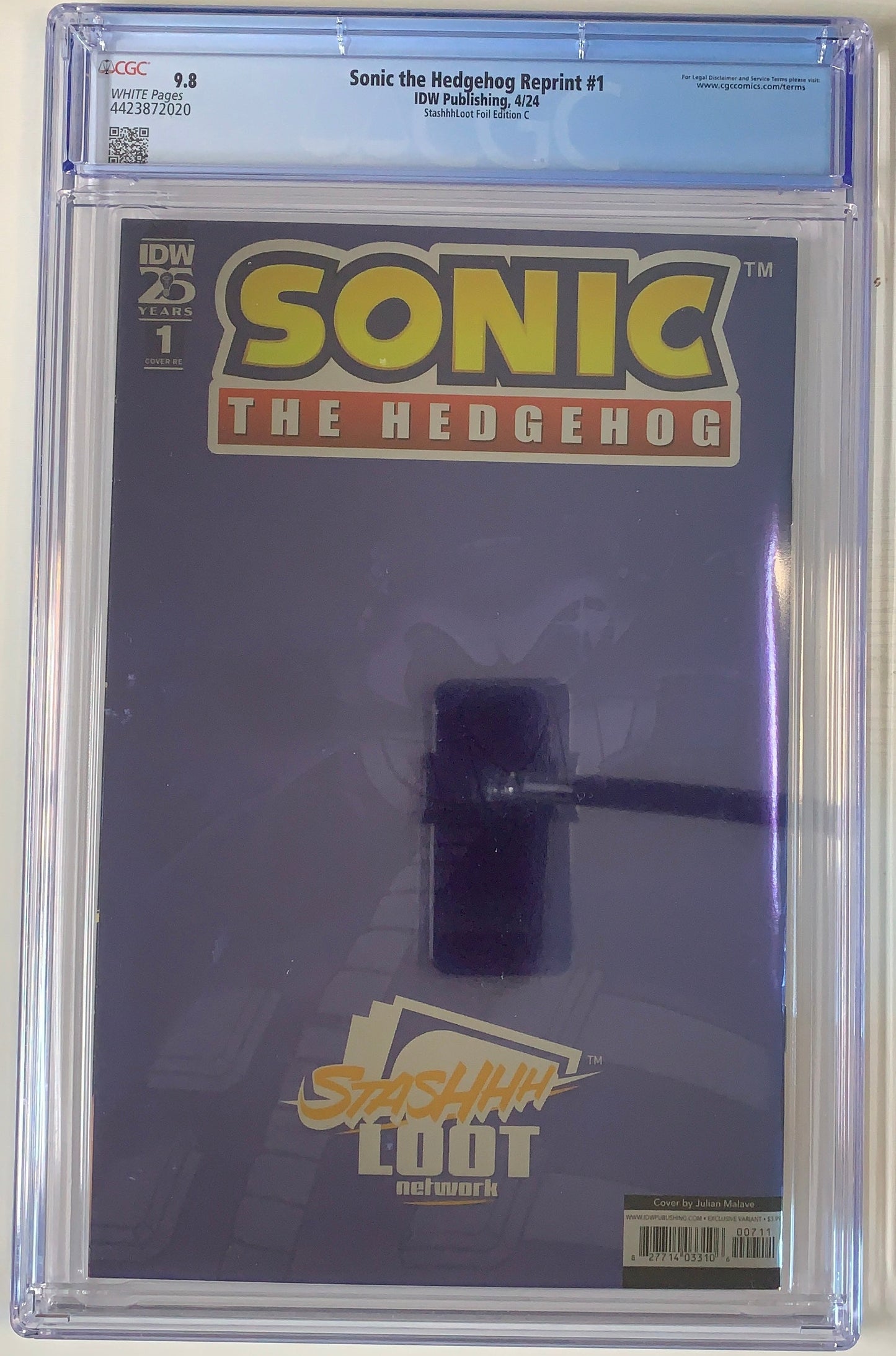 Sonic the Hedgehog Reprint #1 CGC 9.8 - StashhhLoot Foil Edition C graded comic book back cover