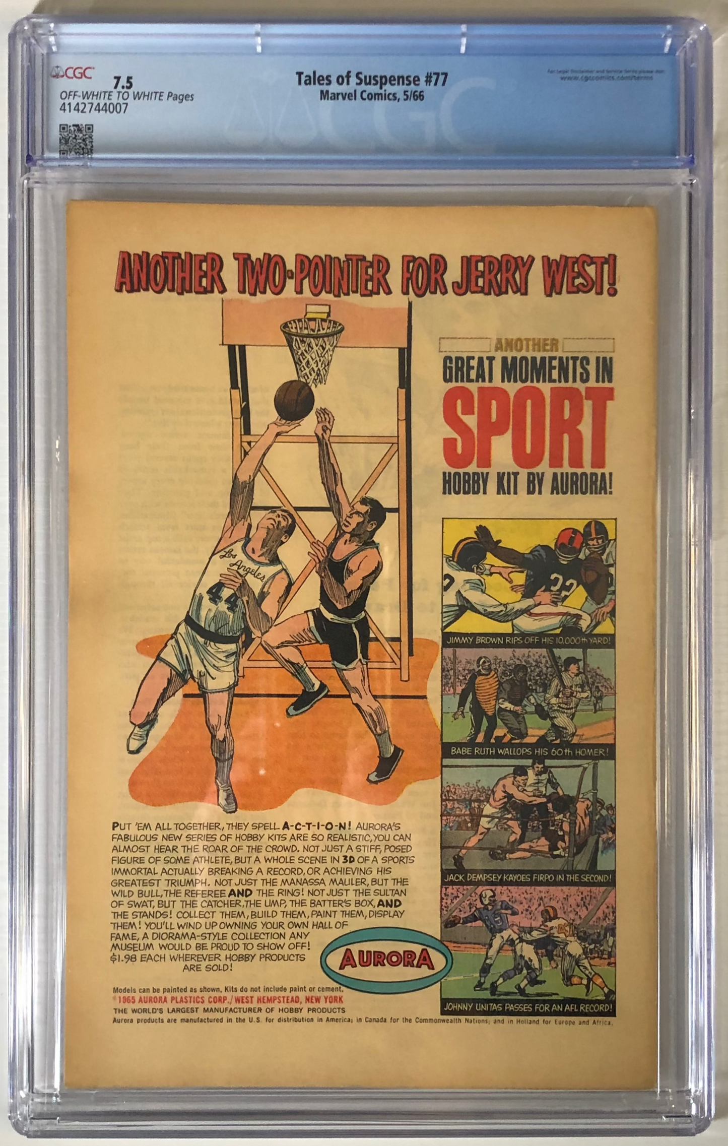 Tales of Suspense #77 CGC 7.5 silver age graded comic book key 1st appearance Peggy Carter slab Back