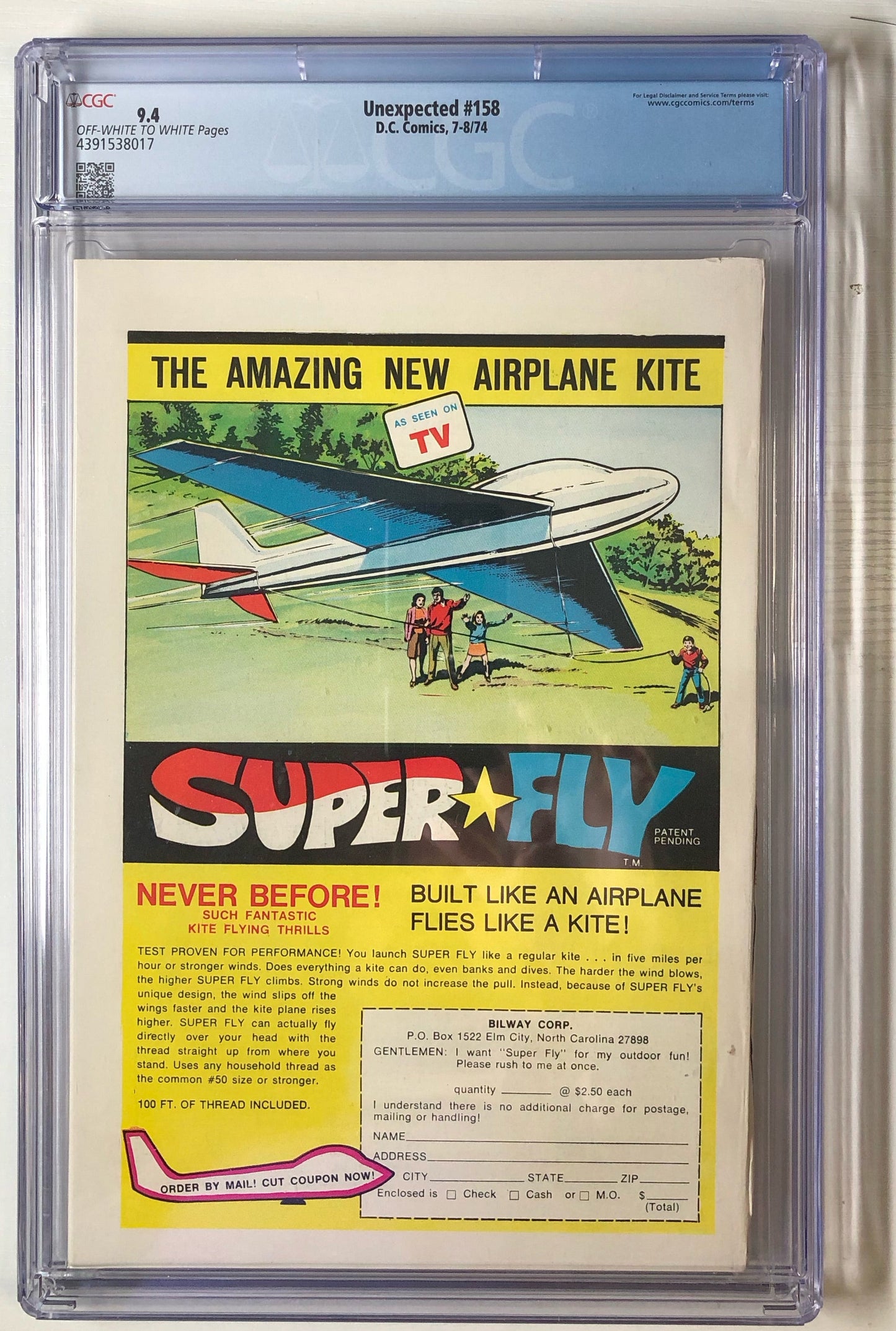 The Unexpected #158 - CGC 9.4 - DC - 1974 graded bronze age comic book back