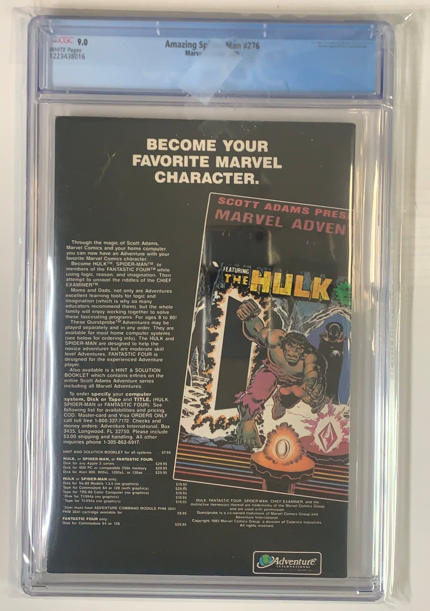 Amazing Spider-Man #276 - CGC 9.0 Copper Age Graded Comic Book Back Key