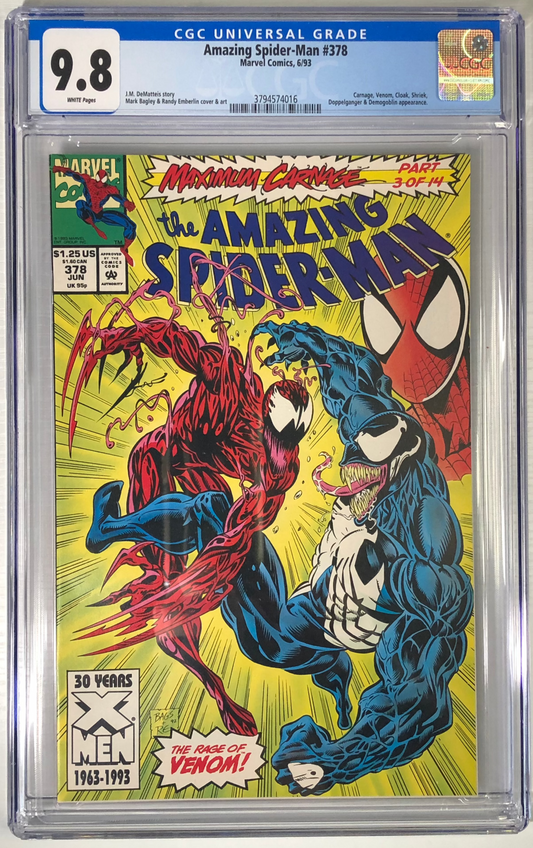 Amazing Spider-Man #378 CGC 9.8 White Pages front collectible 