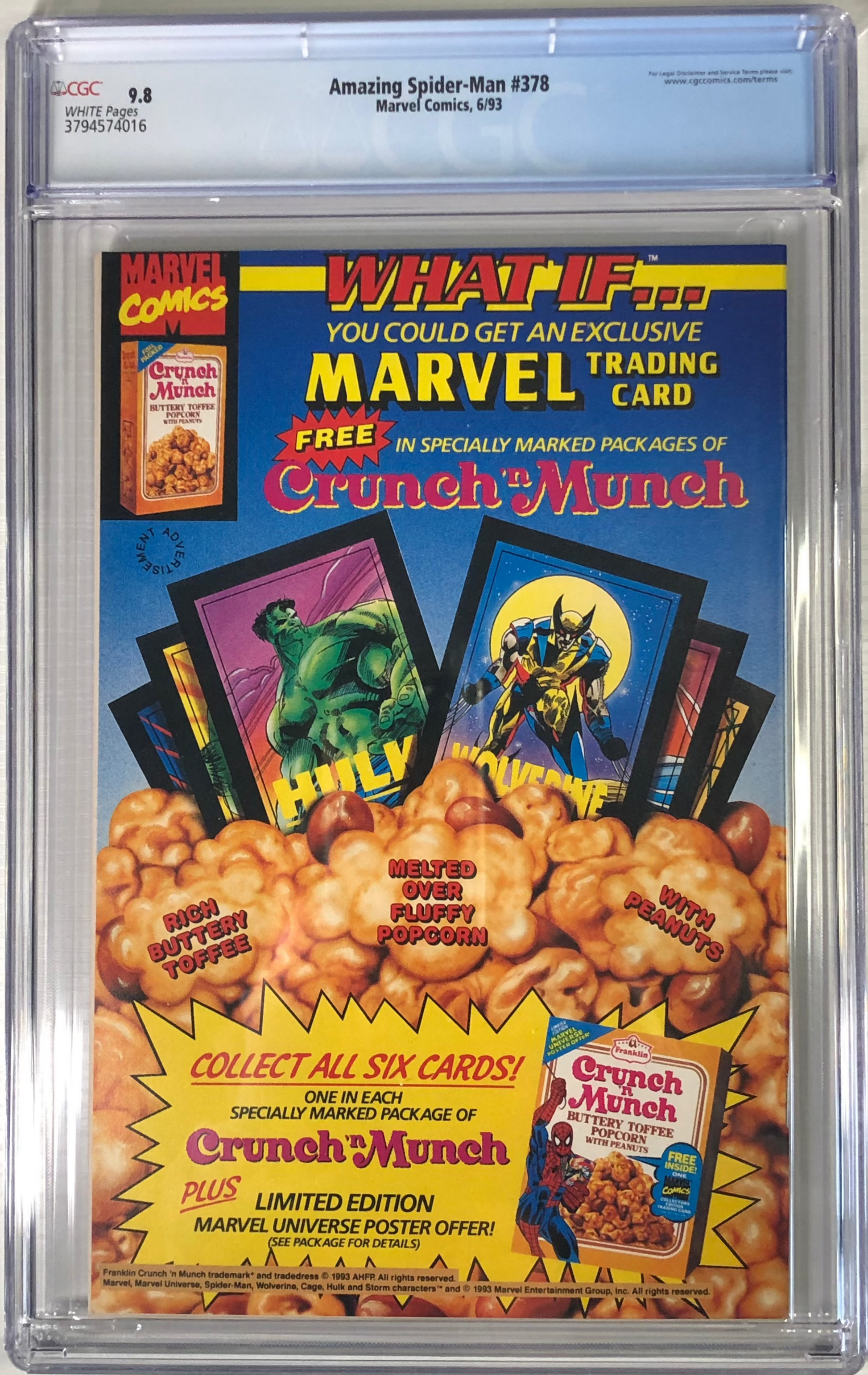 Amazing Spider-Man #378 CGC 9.8 White Pages back collectible comicbook