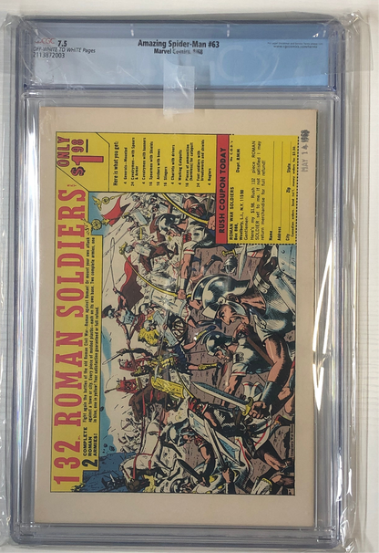 Amazing Spider-Man #63 CGC 7.5 graded comic book back cover