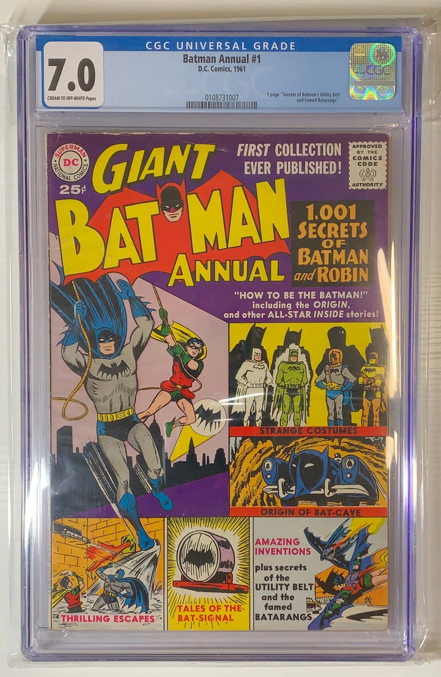 Batman Annual #1 - CGC 7.0 graded silver age comic book key DC comic front