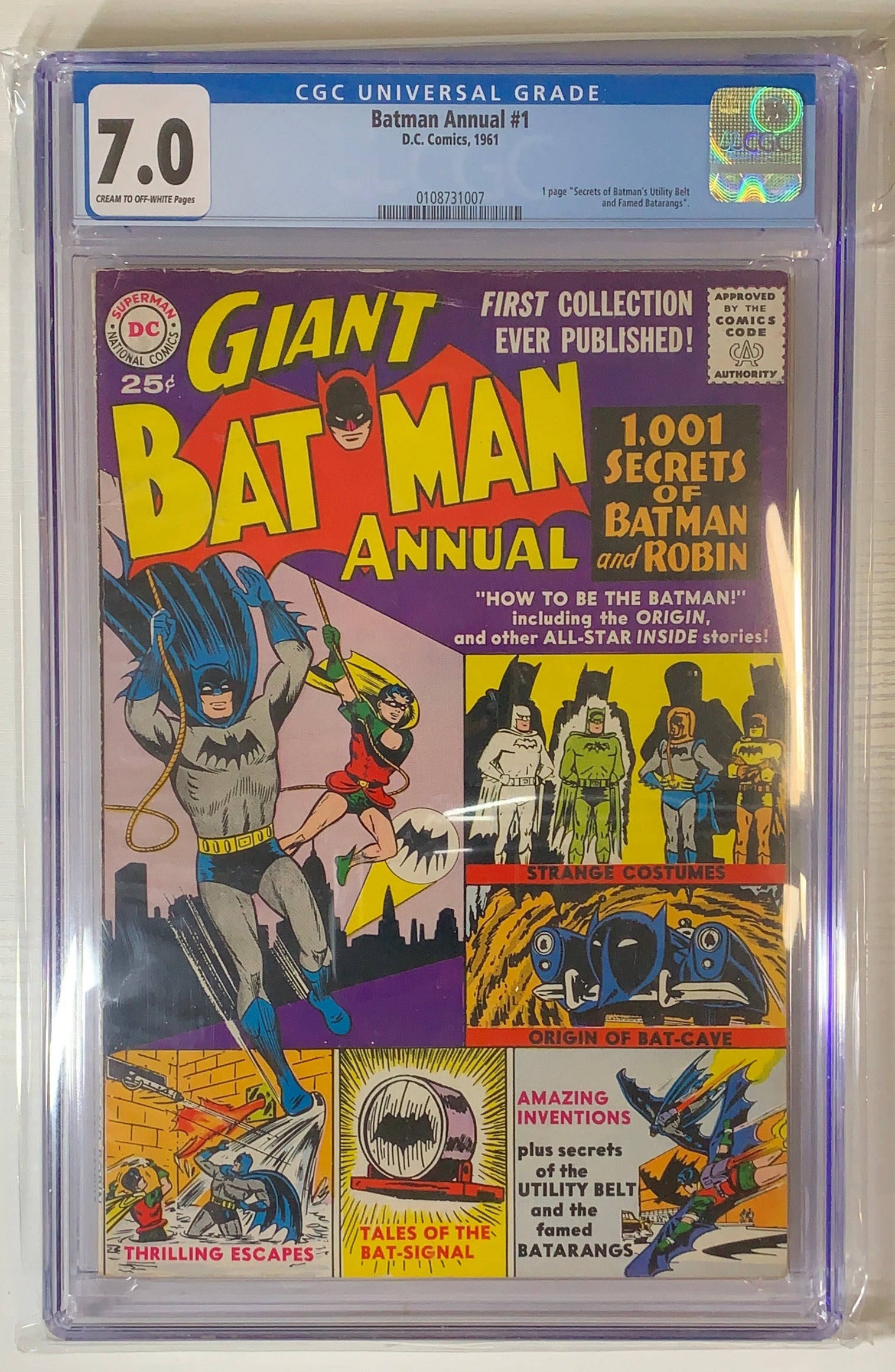 Batman Annual #1 - CGC 7.0 graded silver age comic book key DC comic front