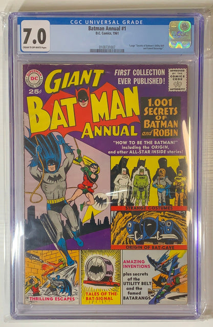 Batman Annual #1 - CGC 7.0 graded silver age comic book key DC comic front