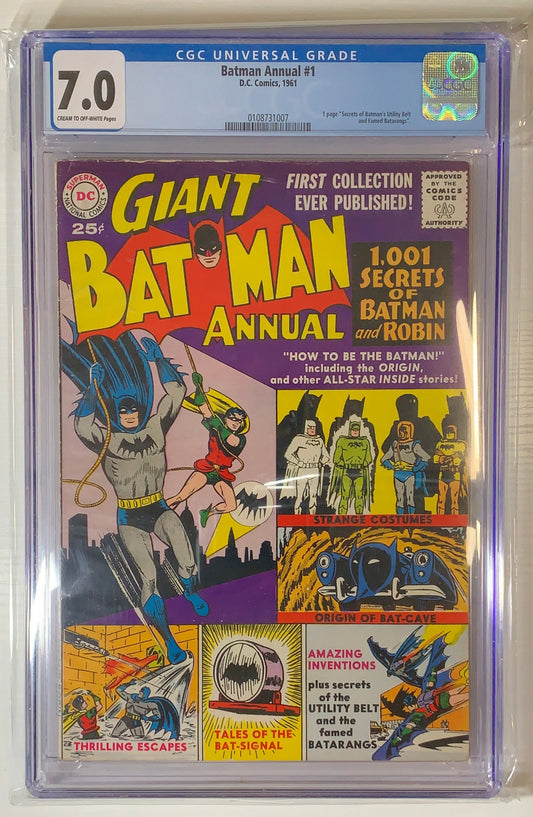 Batman Annual #1 - CGC 7.0 graded silver age comic book key DC comic front