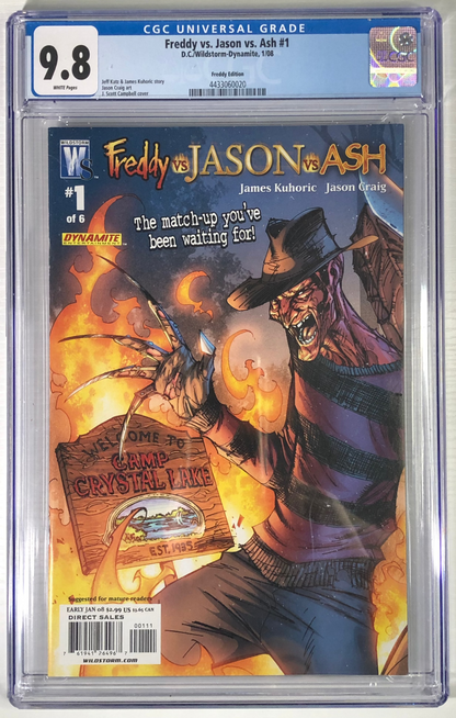 Freddy vs. Jason vs. Ash #1 CGC 9.8 comic book graded slab horror collectible front white pages