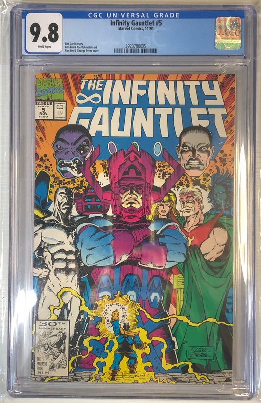 Infinity Gauntlet #5 cgc 9.8 graded comic book slab marvel collectible front