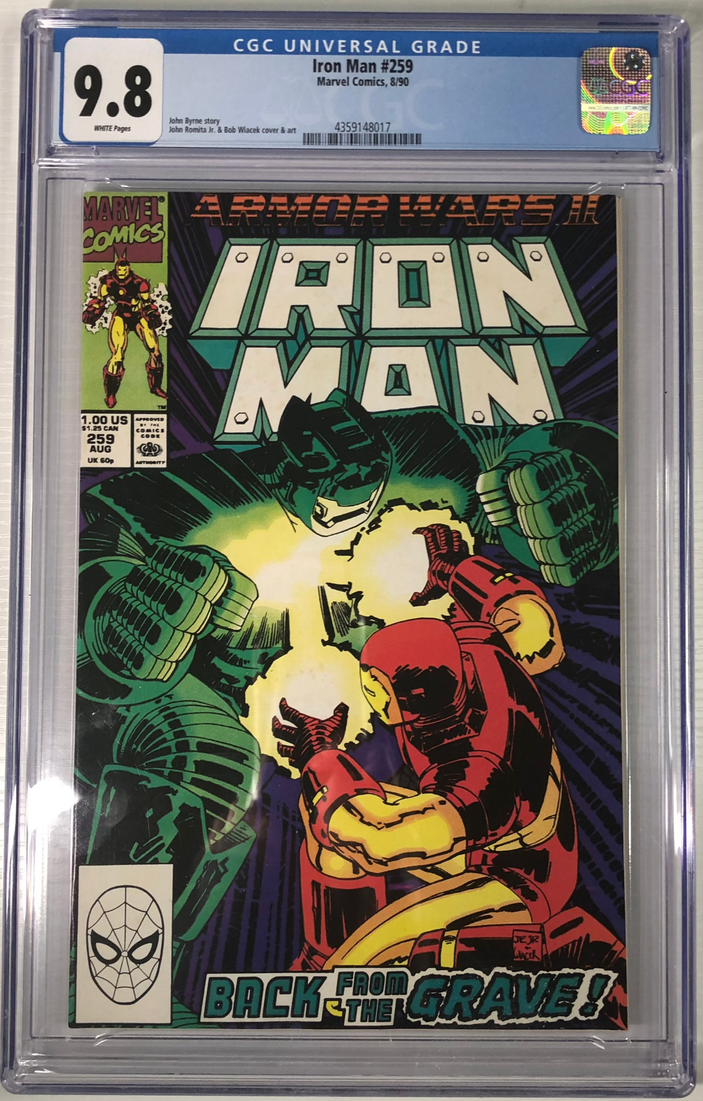 Iron Man #259 - CGC 9.8 White Pages Comic book Graded collectible