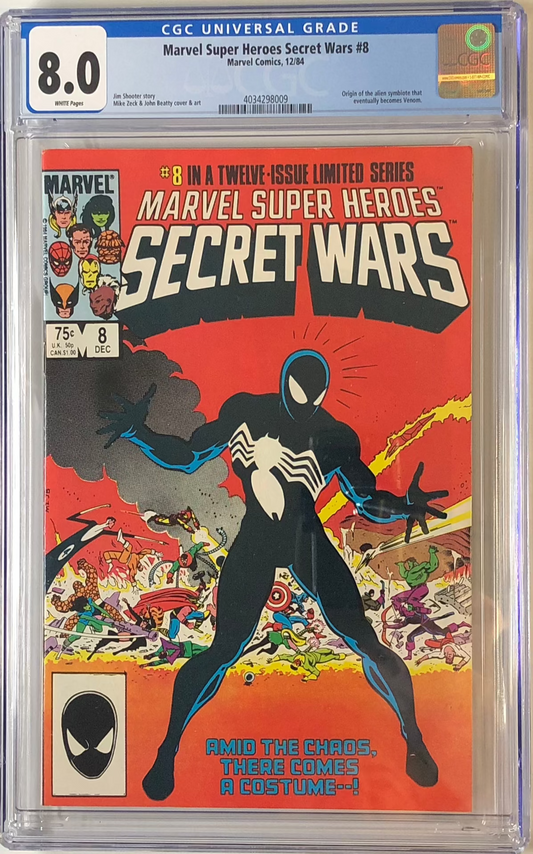 Marvel Super Heroes Secret Wars #8 graded comic book copper age Key symbiote venom iconic front cover