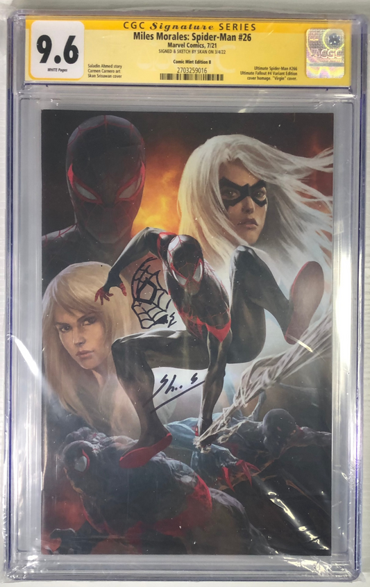 Miles Morales: Spider-Man #26 CGC 9.6 Signed/Sketch by Skan comic book collectible graded slab Front signed