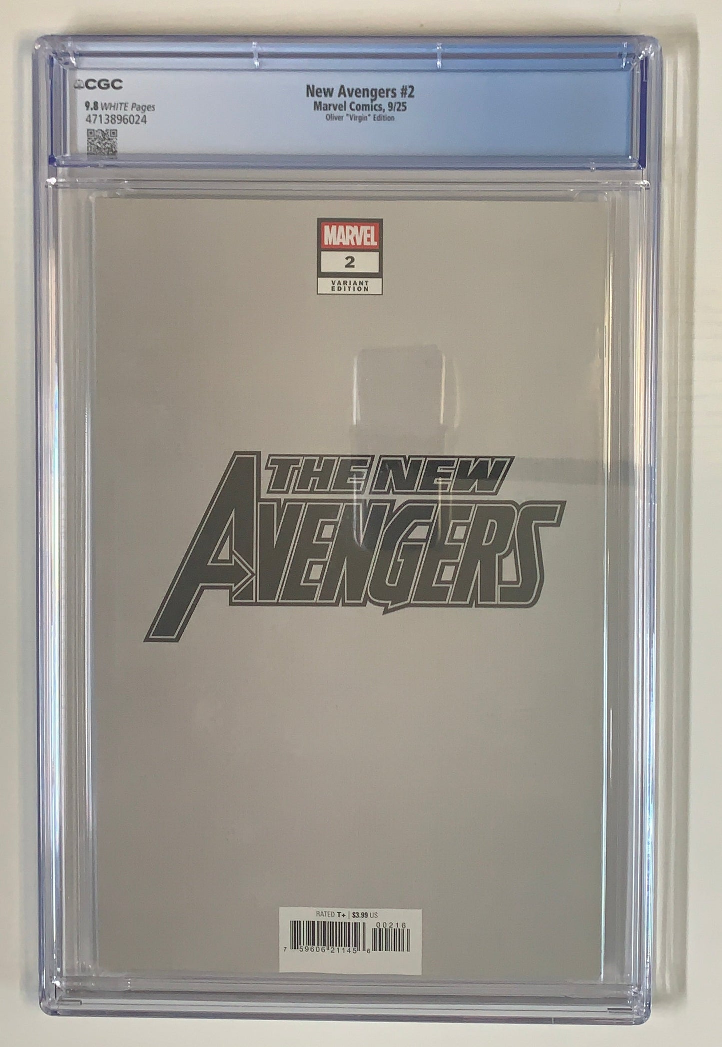 New Avengers #2 - CGC 9.8 - Oliver "Virgin" Edition Modern Graded Comic Book Front Graded Comic Book Back