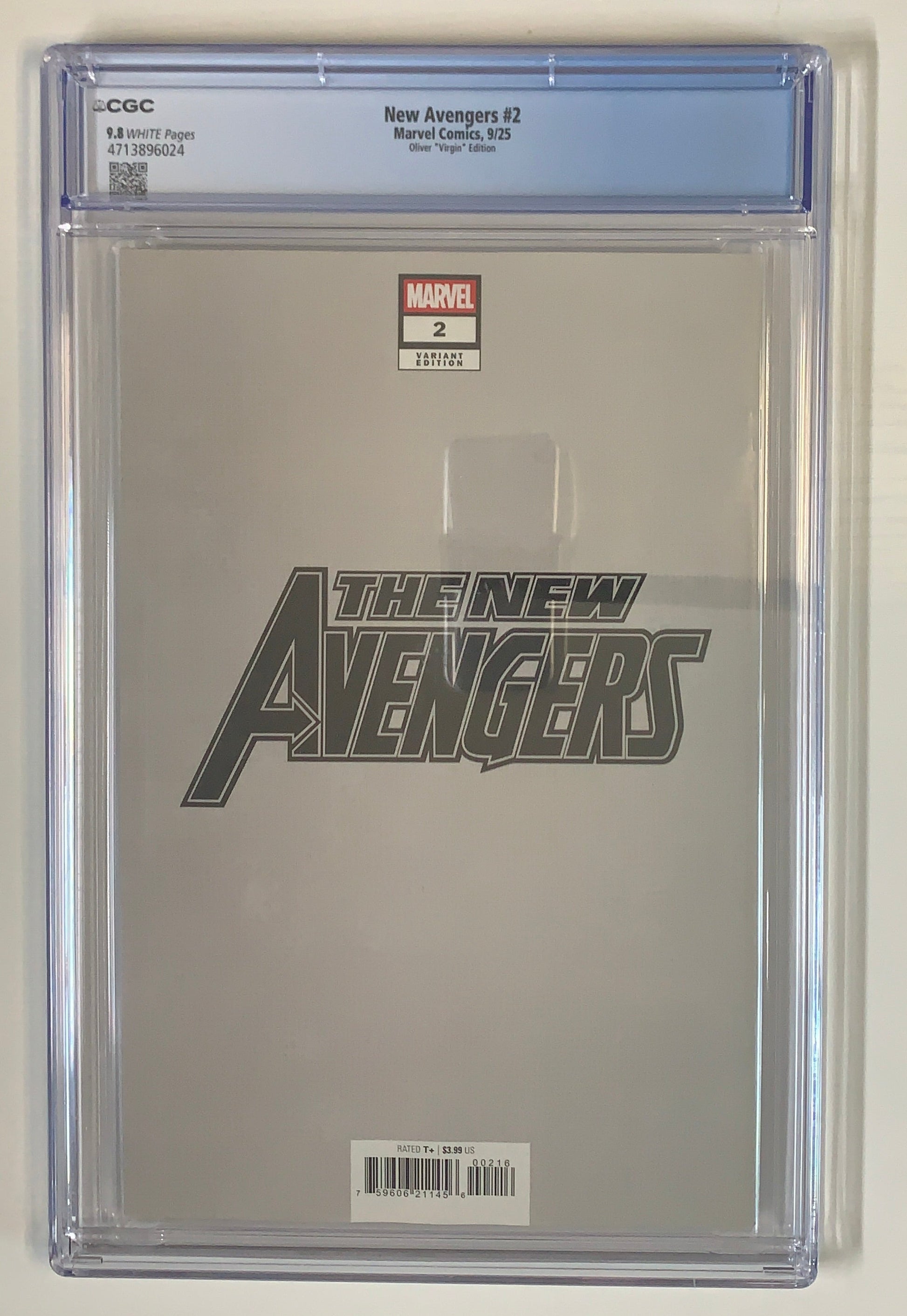 New Avengers #2 - CGC 9.8 - Oliver "Virgin" Edition Modern Graded Comic Book Front Graded Comic Book Back