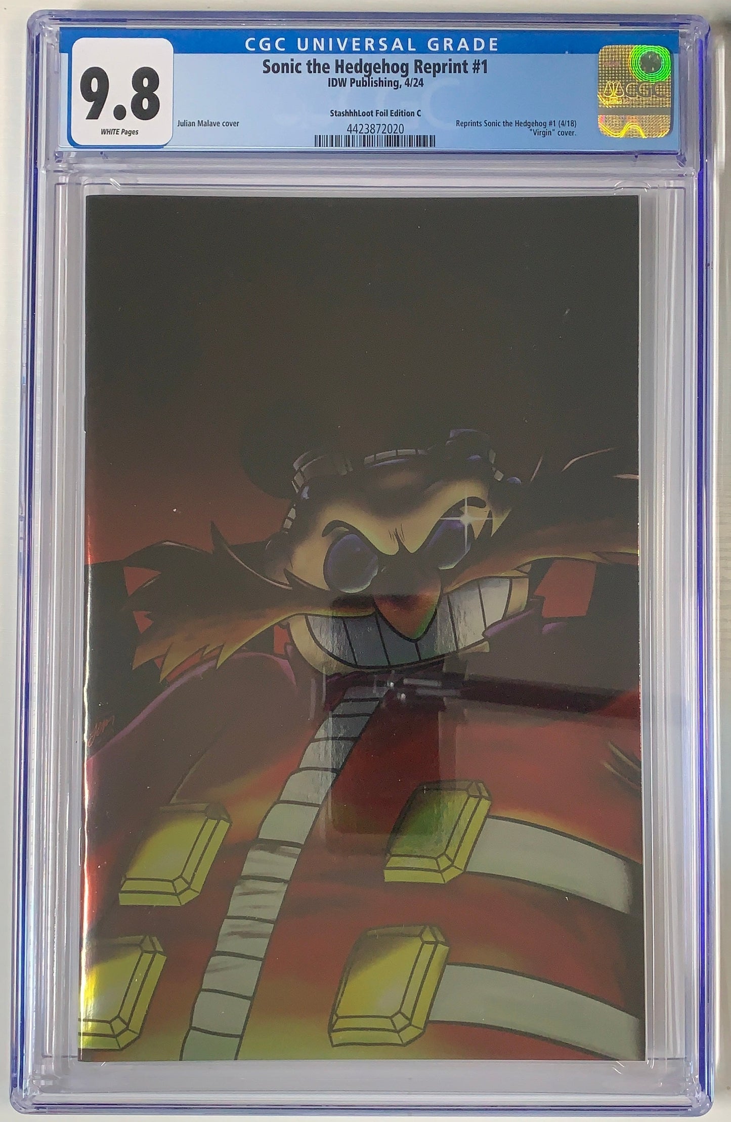 Sonic the Hedgehog Reprint #1 CGC 9.8 - StashhhLoot Foil Edition C graded comic book front cover