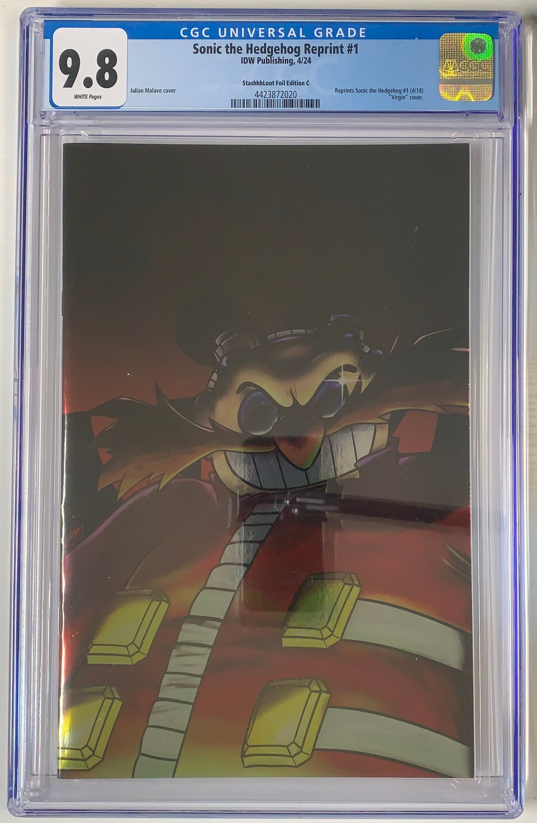 Sonic the Hedgehog Reprint #1 CGC 9.8 - StashhhLoot Foil Edition C graded comic book front cover