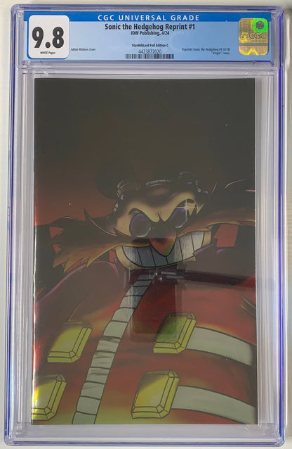 Sonic the Hedgehog Reprint #1 CGC 9.8 - StashhhLoot Foil Edition C graded comic book front cover