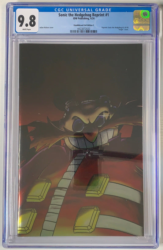 Sonic the Hedgehog Reprint #1 CGC 9.8 - StashhhLoot Foil Edition C graded comic book front cover