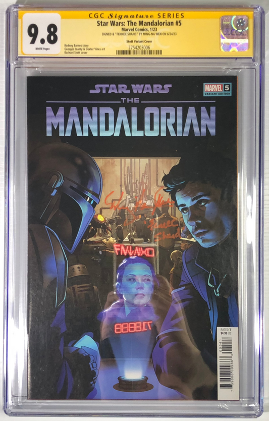 Star Wars: The Mandalorian #5 Signed by Min-Na Wen CGC 9.8 White Pages comic book collectible Front
