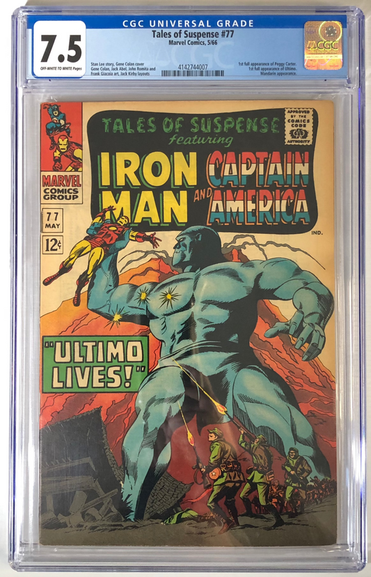 Tales of Suspense #77 CGC 7.5 silver age graded comic book key 1st appearance Peggy Carter slab Front