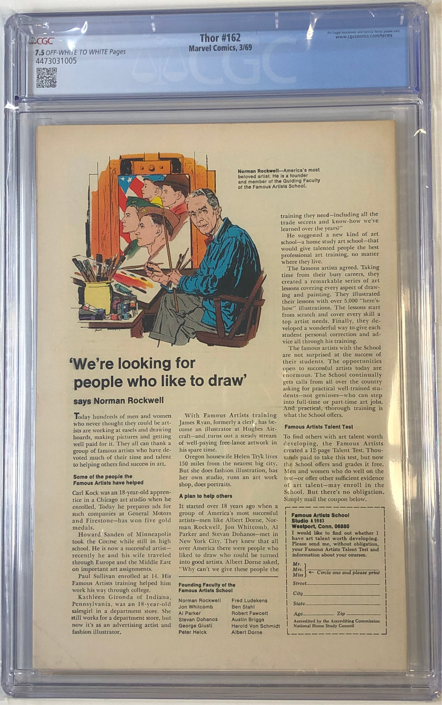 Thor #162 - CGC 7.5 silver age graded comic book key 1969 stan lee back
