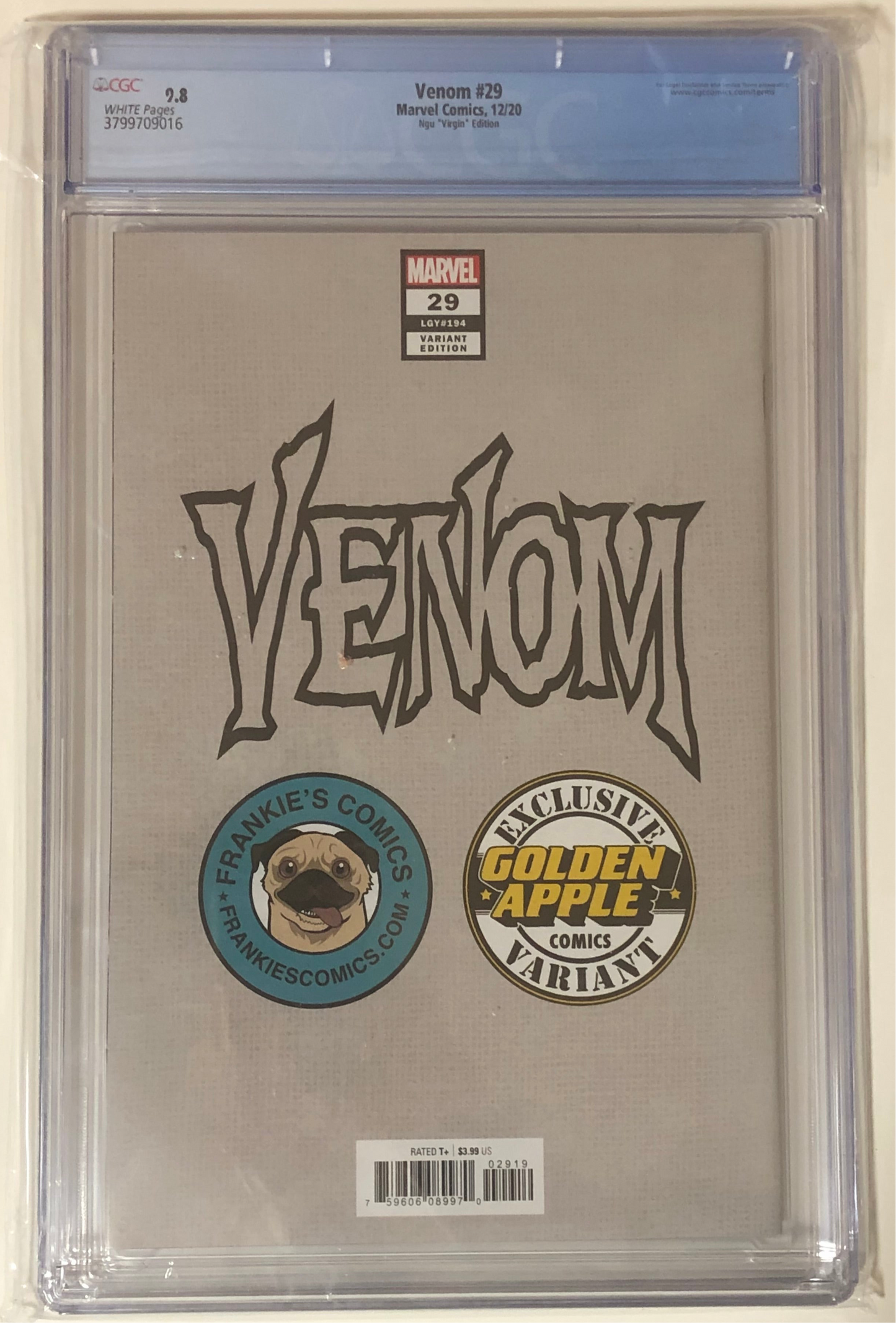 Venom #29 CGC 9.8 Ngu Virgin Edition graded modern comic book back
