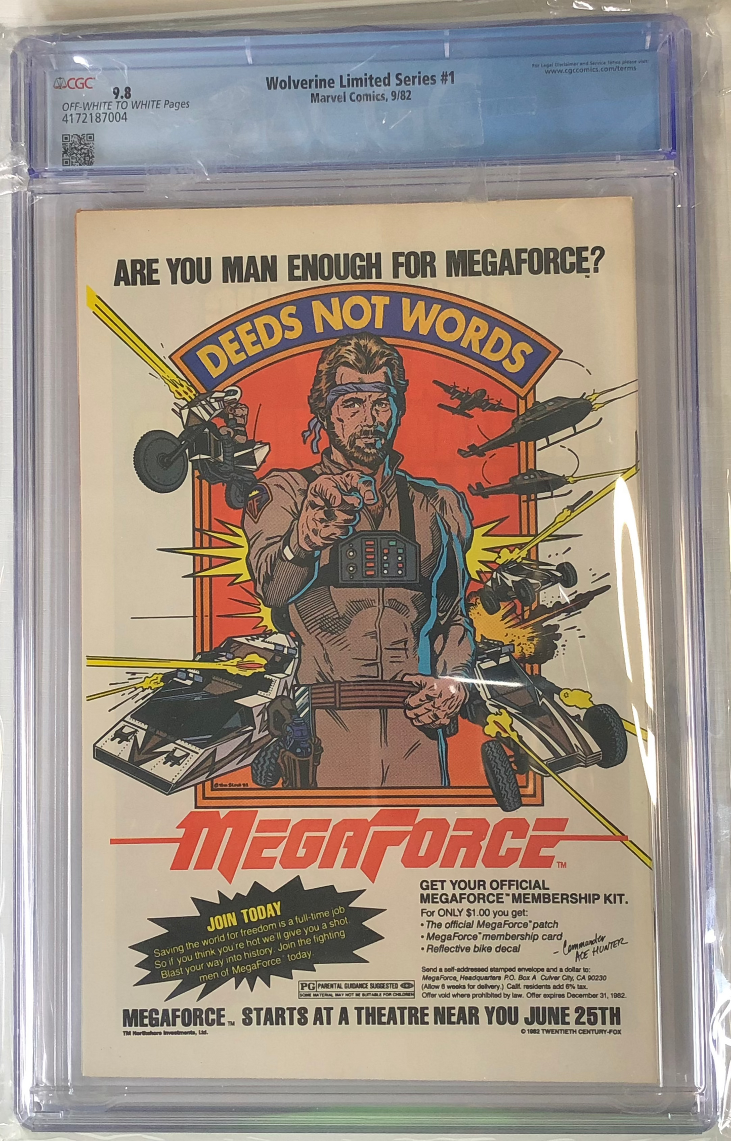 Wolverine Limited Series #1 CGC 9.8 graded comic book iconic Frank Miller slab Back cover