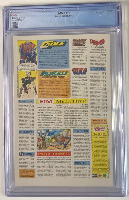 X-Men #11 CGC 9.8 graded comic book jim lee back